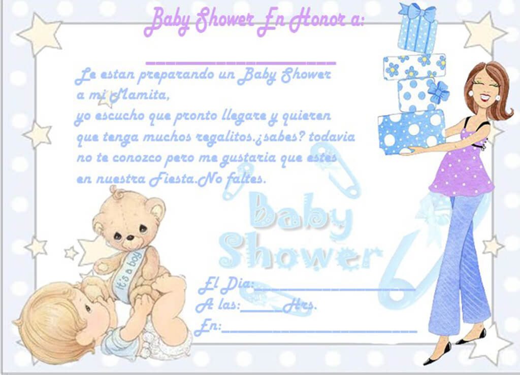 Invitacion De Baby Shower Azul Descargar Marcos