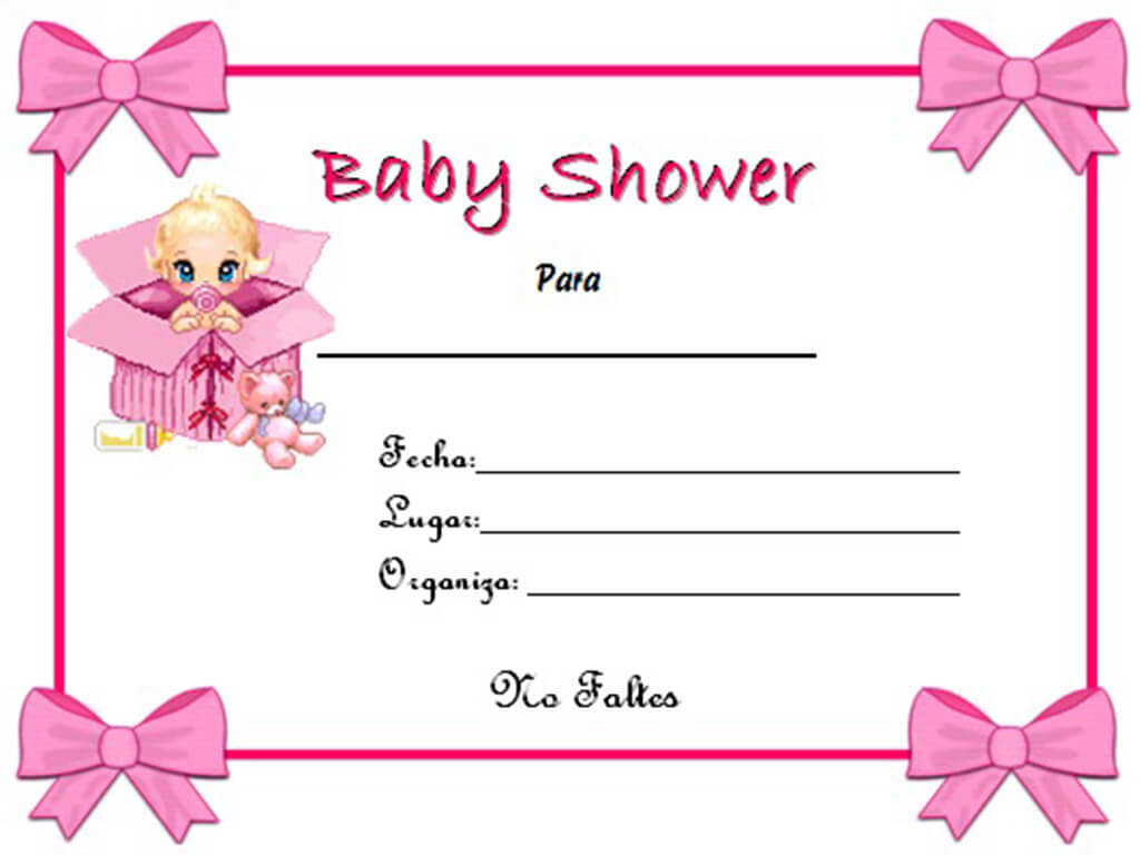 Invitaciones de Baby Shower Lazos Rosas | Descargar Marcos